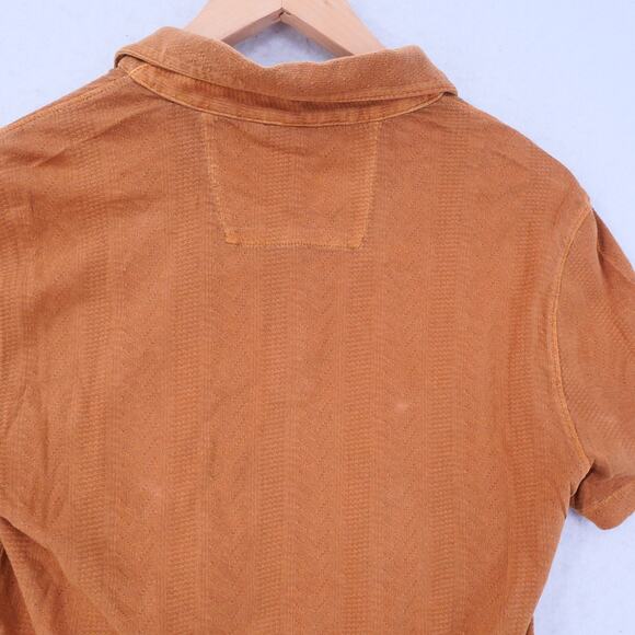 New John Varvatos Men's XS Zion Polo Sienna Brown Textured Organic Cotton - Picture 12 of 15